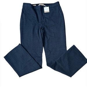 NWT Talbots Luxe Italian Knit Lined Career Pants Blue and Black Glen Plaid SZ 12